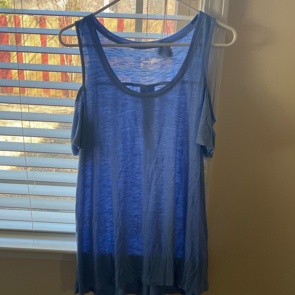 Sweet Tea’s Cold Shoulder SS Blue Women's Top XL NWT